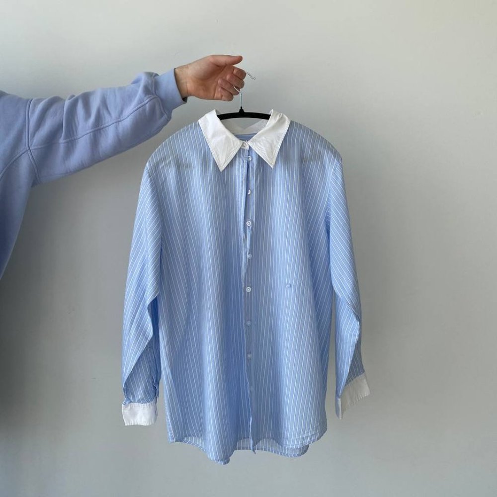 REVOLVE WHITE & BLUE SHIRT